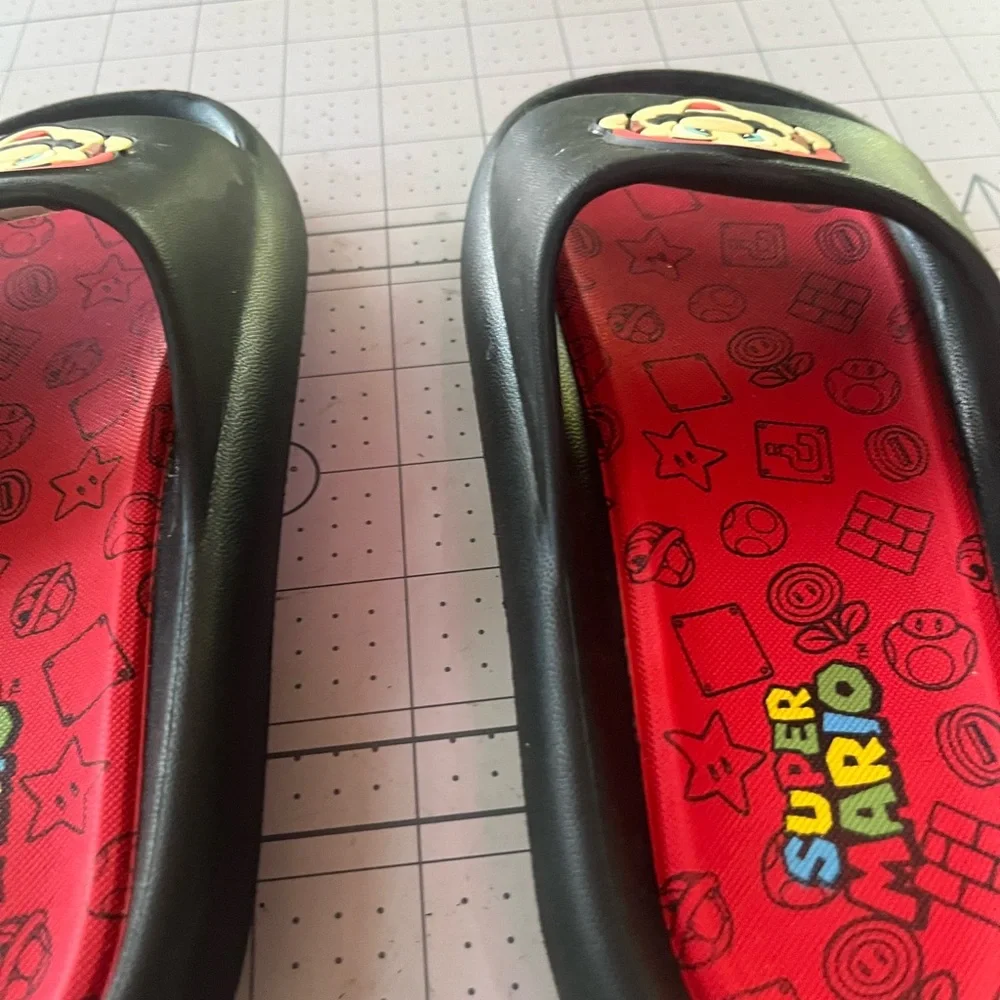 Nintendo Super Mario Kids Black and Red Sandals